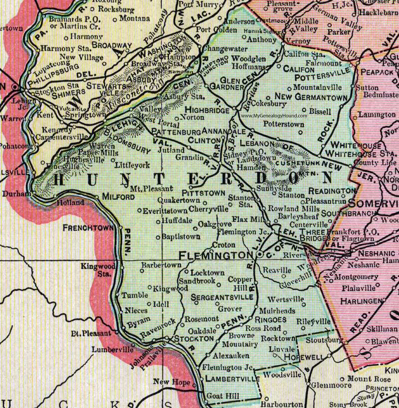 map of hunterdon county nj Hunterdon County New Jersey 1905 Map Cram Flemington map of hunterdon county nj