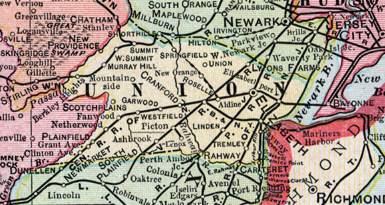 Union County New Jersey 1905 Map Cram Elizabeth Plainfield