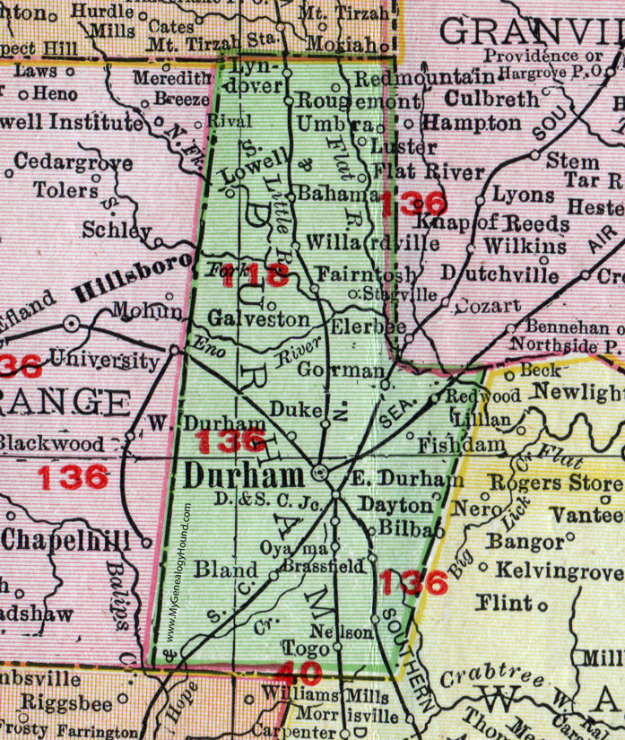 map of durham nc Durham County North Carolina 1911 Map Rand Mcnally Rougemont map of durham nc
