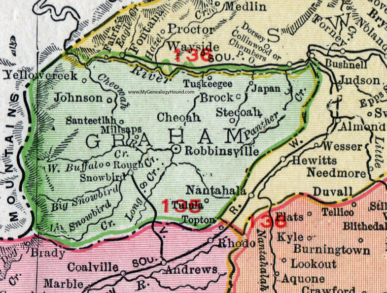 Graham County North Carolina 1911 Map Rand Mcnally