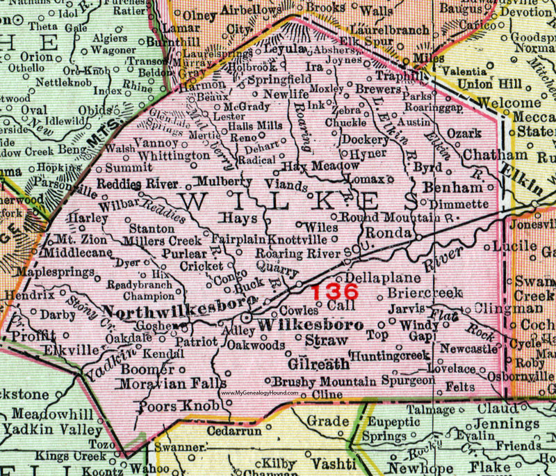 Wilkes County North Carolina 1911 Map Rand Mcnally Wilkesboro