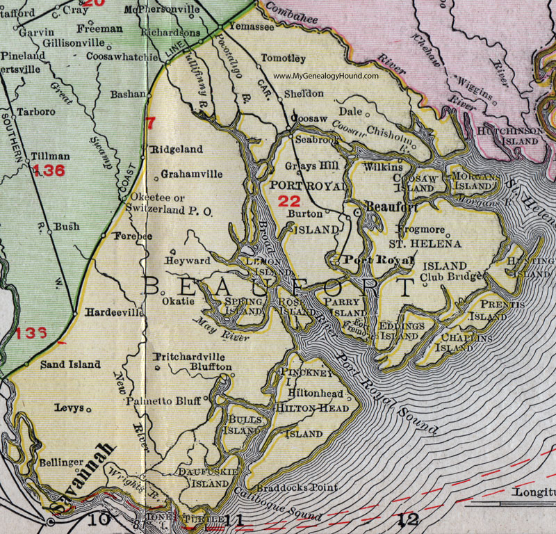 Beaufort County South Carolina 1911 Map Rand Mcnally Port