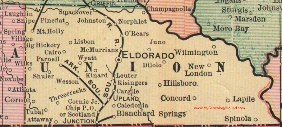 Union County, Arkansas 1898 El Dorado, Smackover, Norphlet, Junction City, Wesson, Cairo, AR