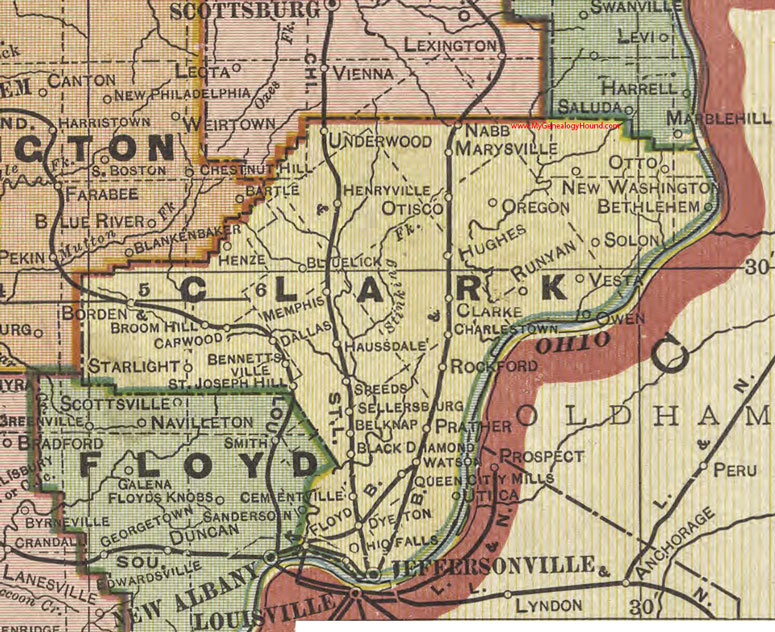 Clark County Indiana 1908 Map Jeffersonville