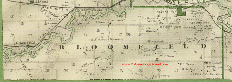Bloomfield Township, Polk County, Iowa, 1875, Map, Sevastopol, IA Bloomfield Township, Polk County, Iowa, 1875, Map, Sevastopol, IA