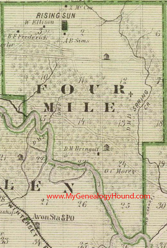 Four Mile Township, Polk County, Iowa, 1875, Map, Rising Sun, IA Four Mile Township, Polk County, Iowa, 1875, Map, Rising Sun, IA