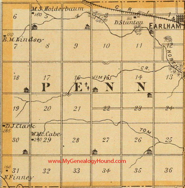 Penn Township, Madison County, Iowa 1875 Map