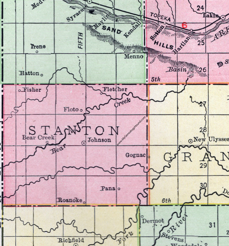 Stanton County, Kansas, 1911, Map, Johnson City, Floto, Bear Creek, Fisher, Fletcher, Pana, Roanoke Stanton County, Kansas, 1911, Map, Johnson City, Floto, Bear Creek, Fisher, Fletcher, Pana, Roanoke