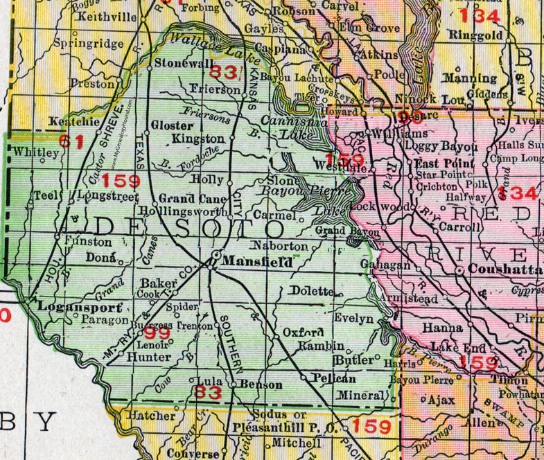 De Soto Parish, Louisiana, 1911, Map, Rand McNally, Mansfield, Logansport, Grand Cane, Gloster, Keatchie, Kingston, Longstreet, Naborton De Soto Parish, Louisiana, 1911, Map, Rand McNally, Mansfield, Logansport, Grand Cane, Gloster, Keatchie, Kingston, Longstreet, Naborton