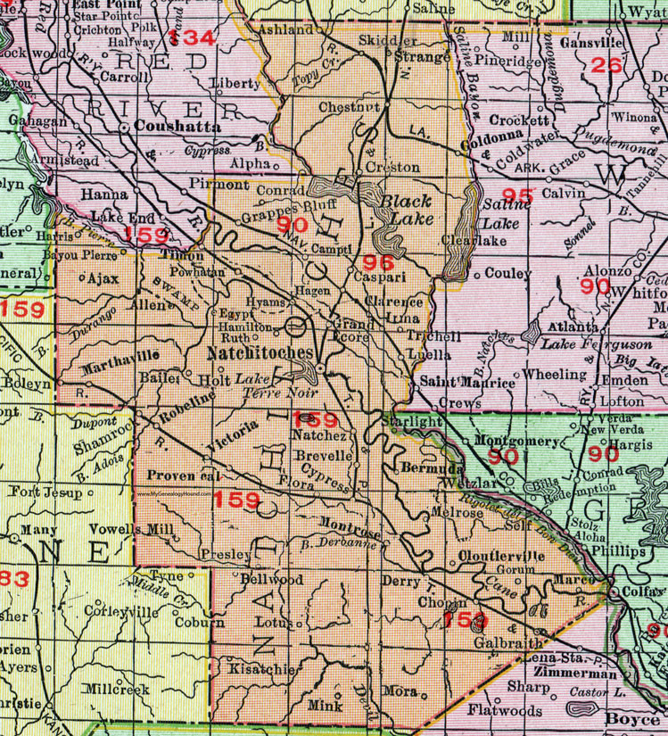 Natchitoches Parish Louisiana 1911 Map Rand Mcnally City Of