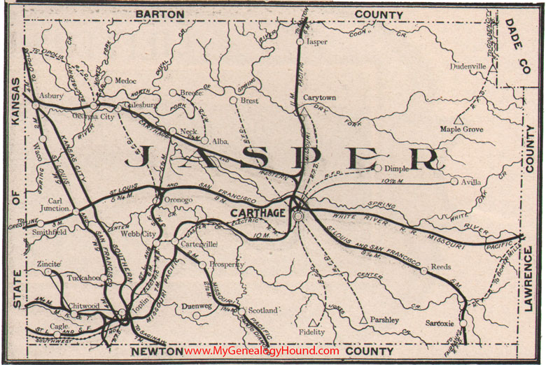 Jasper County, Missouri 1904 Map