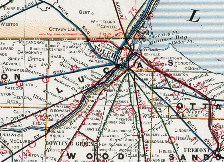 Lucas County, Ohio 1901 Map Toledo, Maumee, Ironville, Sylvania, Berkey, Holland, Whitehouse, Monclova, Bono, Maumee, Yondota, OH