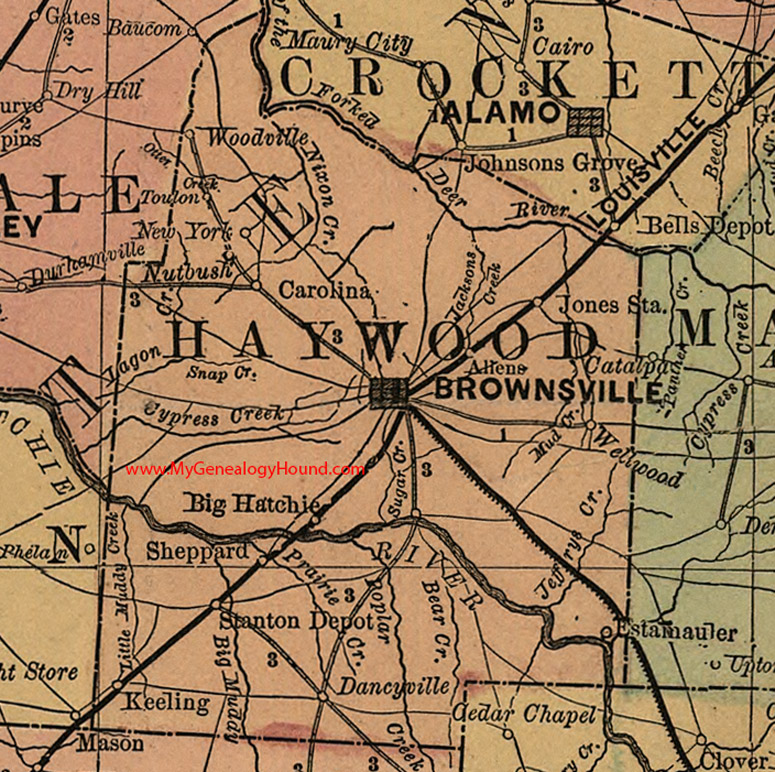 Haywood County, Tennessee 1888 Map Brownsville, Woodville, Carolina, Allens, Sheppard, Keeling, Toulon, Nutbush, Wellwood, TN