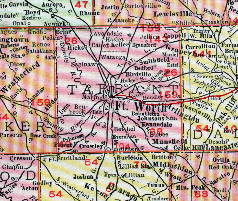 tarrant county map texas Tarrant County Texas 1911 Map Rand Mcnally Fort Worth tarrant county map texas