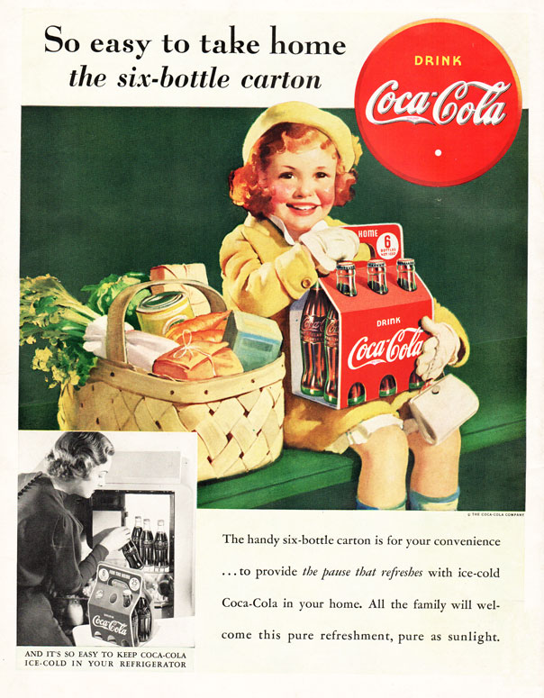 Coca-Cola, 1938, Six Bottle Carton, vintage advertisement