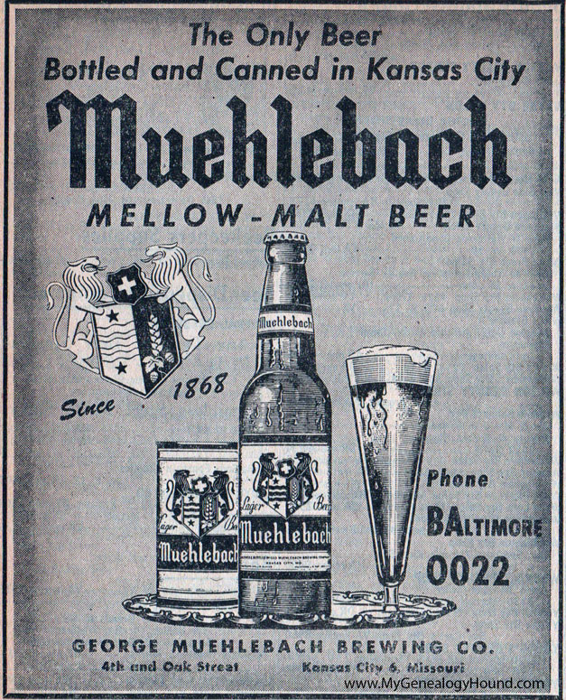 George Muehlebach Brewing Company, Kansas City, Missouri, 1951, vintage advertisement