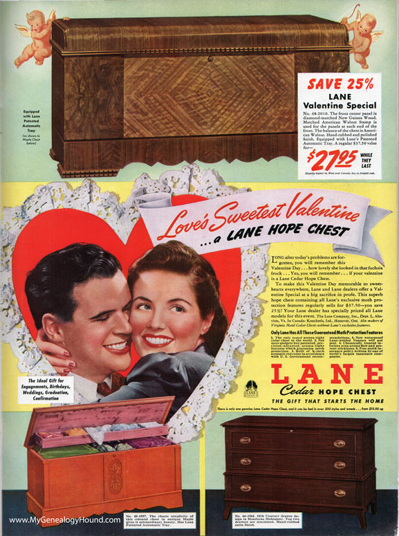 Lane Cedar Hope Chest, 1942, vintage advertisement