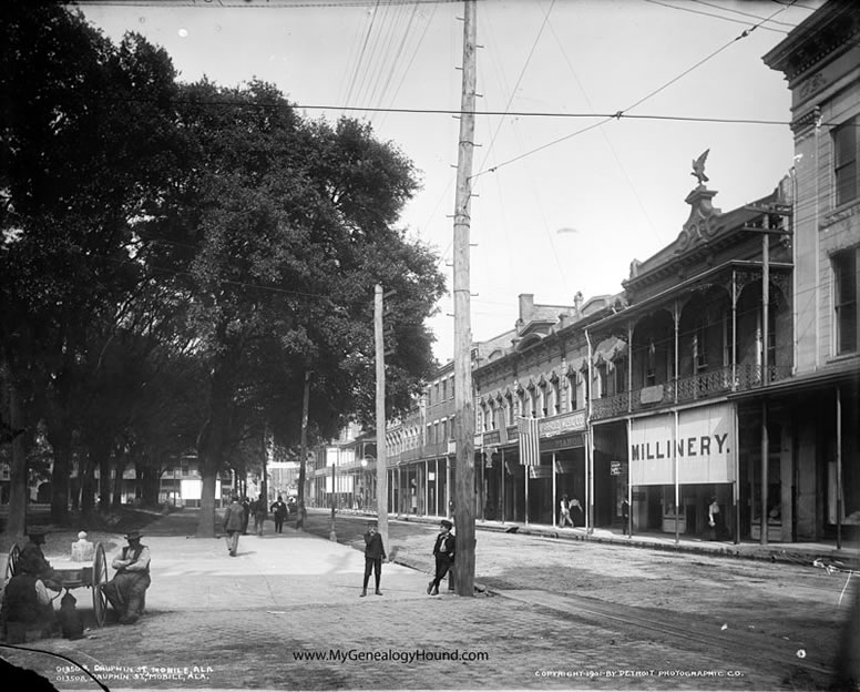 Mobile, Alabama, Dauphin Street, 1901, historic photo