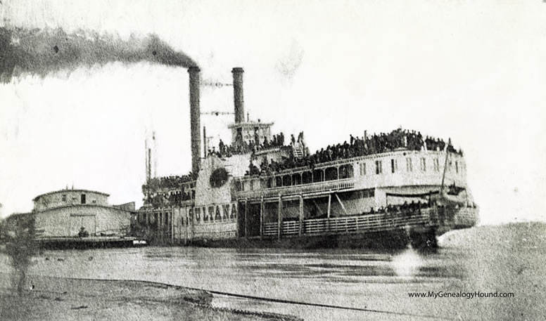 Helena, Arkansas, The Sultana, Steamboat, Explosion Disaster, Civil War,  historic photo