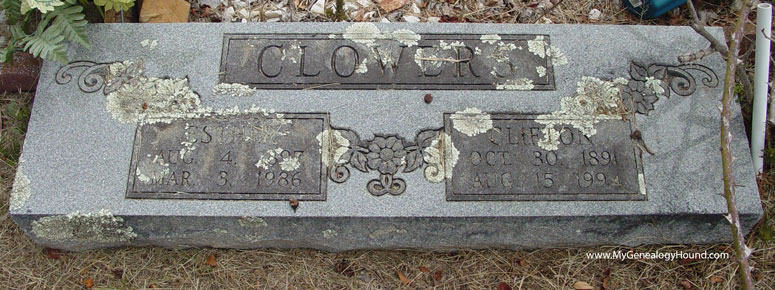 The grave headstone of Clifton Clowers, Woolverton Mountain Cemetery