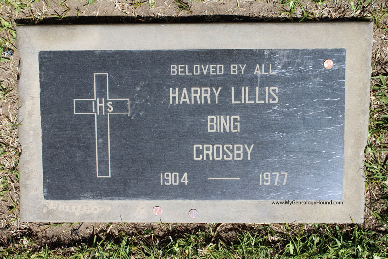 Bing Crosby, grave and tombstone, Holy Cross Cemetery, Culver City, California, photo