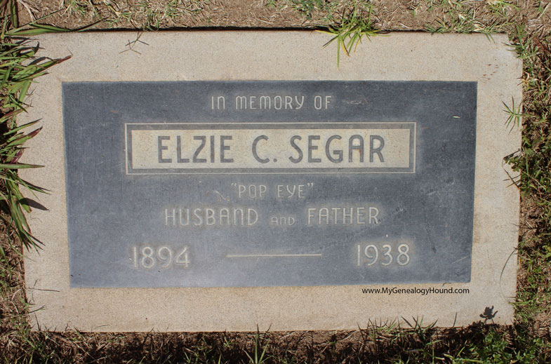 Elzie Segar, Creator of Popeye, grave and tombstone, Woodlawn Memorial Cemetery, Santa Monica, California, photo