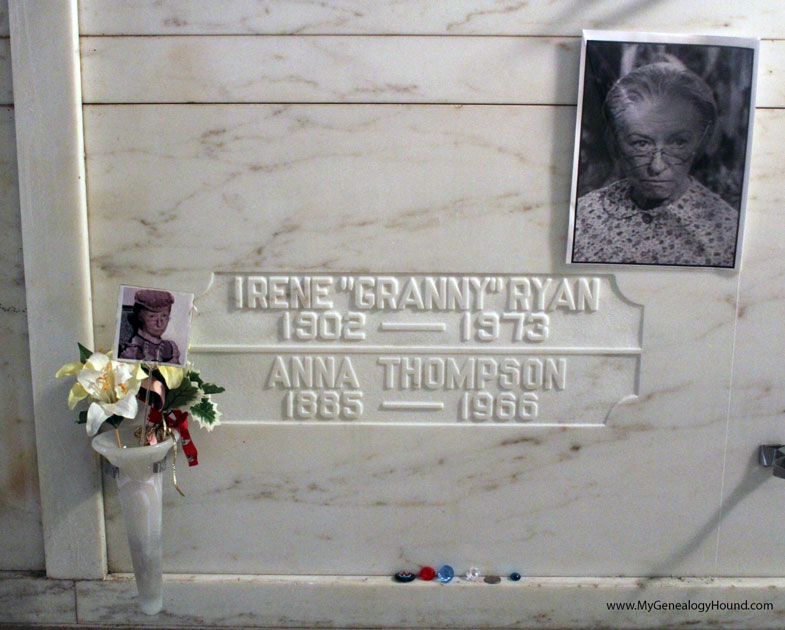 Irene Ryan, "Granny", Beverly Hillbillies, grave or crypt, Woodlawn Memorial Cemetery, Santa Monica, California, photo
