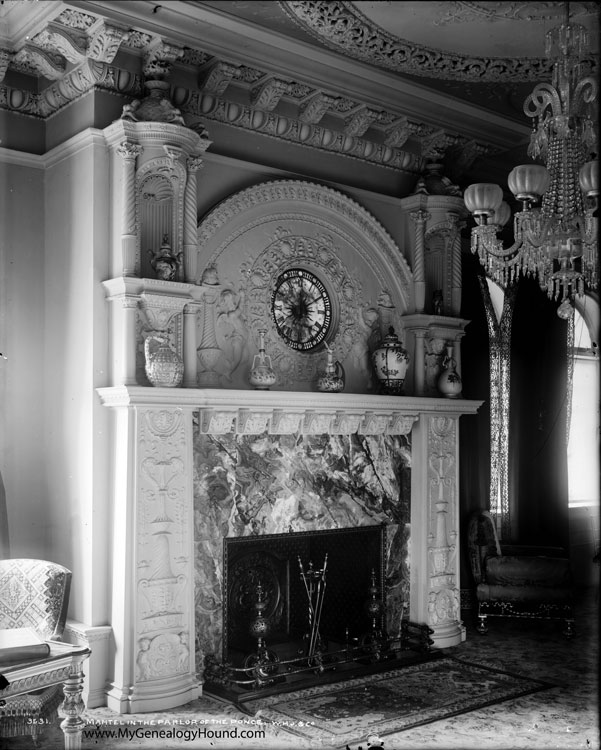 A Fireplace and Mantel in The Ponce de Leon Hotel, St. Augustine, Florida, historic photo