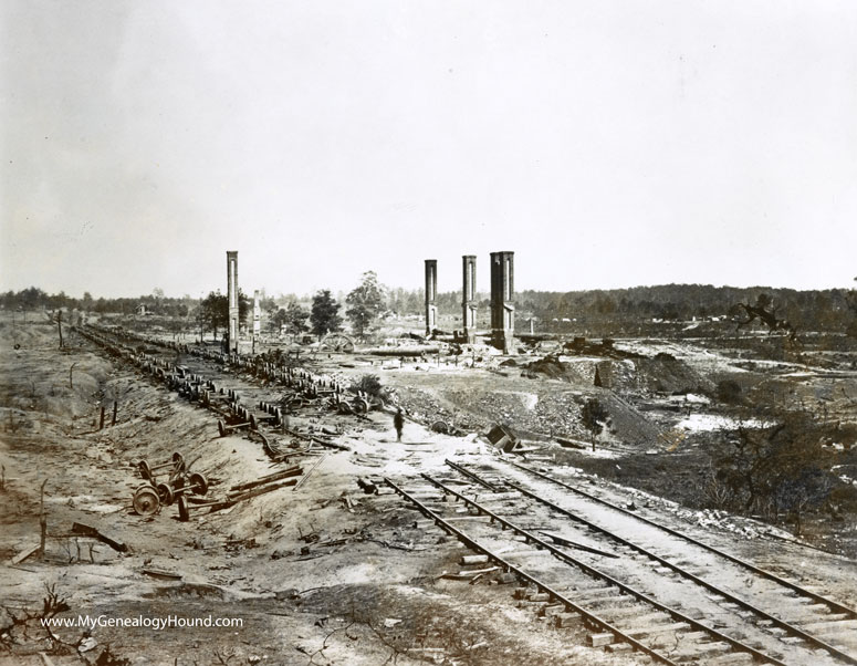 Atlanta, Georgia, Destruction of Hood's Ordnance Train, Georgia Central Railroad, historic photo