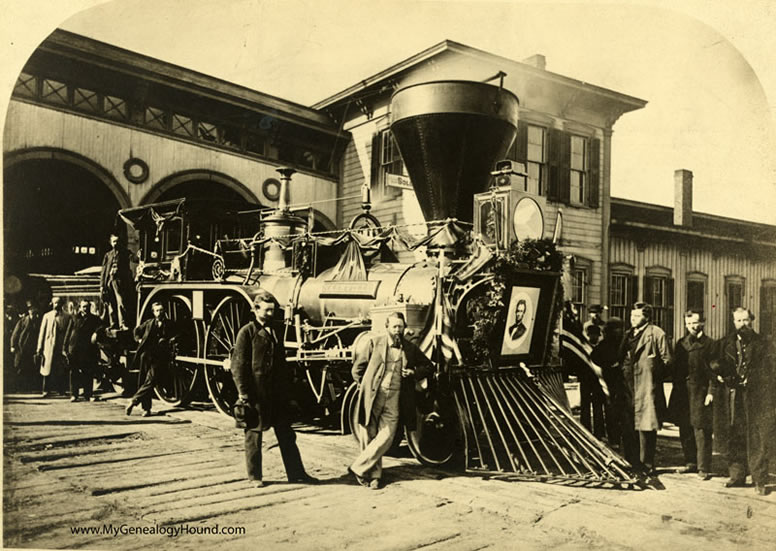 Lincoln Funeral Train Engine Nashville of the Cleveland, Columbus, Cincinnati Railroad, 1865, historic photo