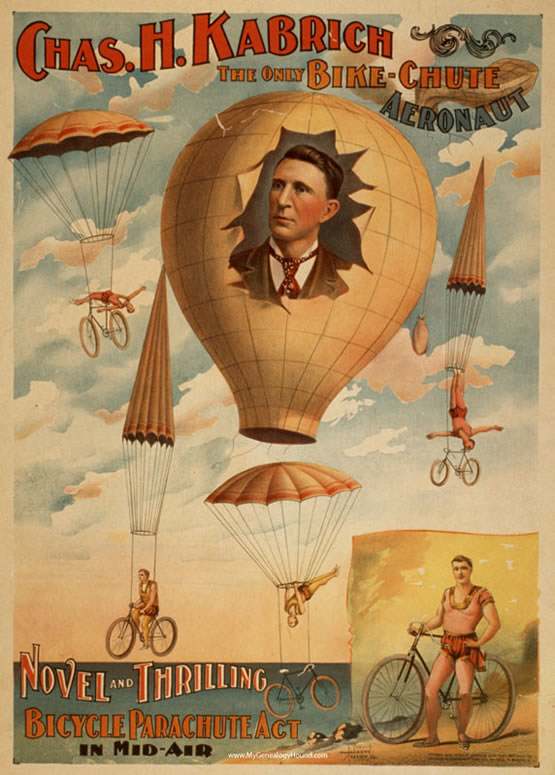 Chas. H. Kabrich, Bike Chute Aeronaut, historic poster