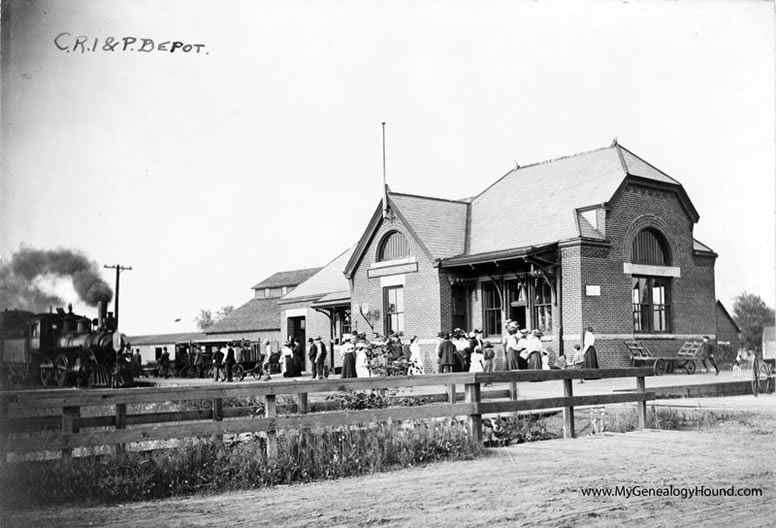 Independence, Iowa, Chicago, Rock Island & Pacific Railroad Depot, 1909, historic photo