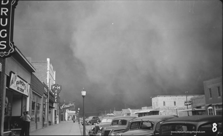 Elkhart, Kansas, Dust Storm, May 1937, historic photo, dust bowl, great depression