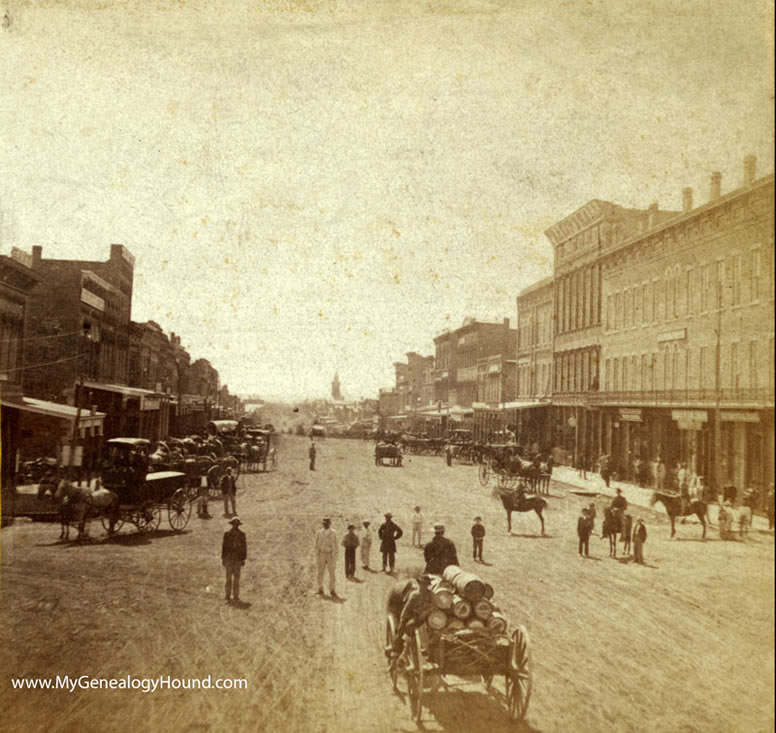 Lawrence, Kansas, Massachusetts Street, 1867, historic photo