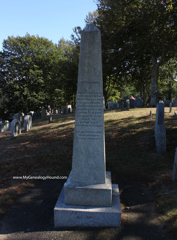Plymouth, Massachusetts, Governor William Bradford, grave and tombstone, photo