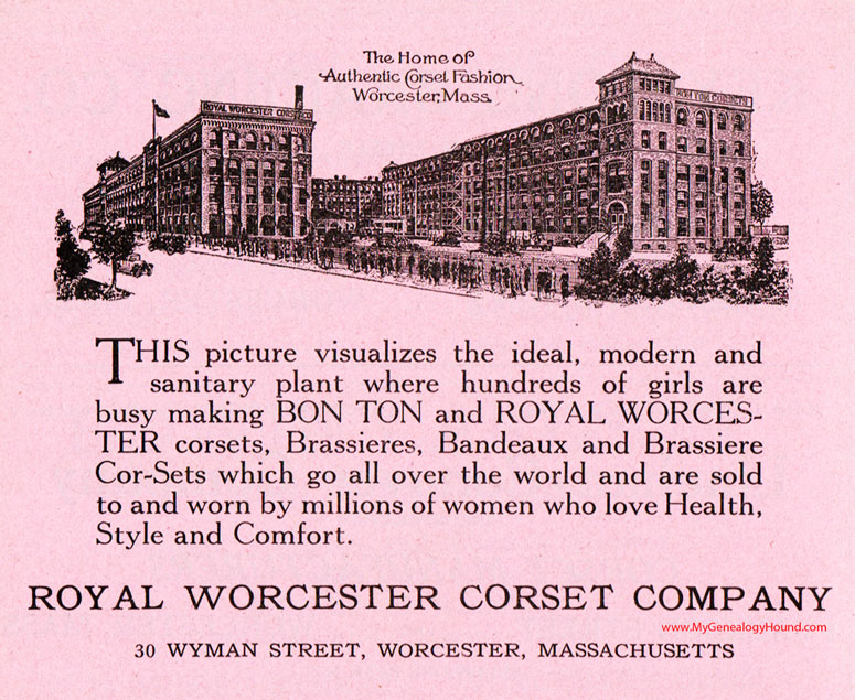 Worcester, Massachusetts, Royal Worcester Corset Company, ad image