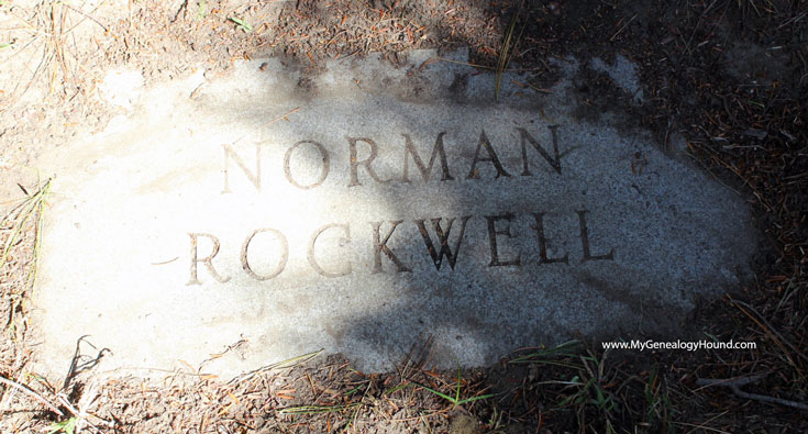 The footstone of Norman Rockwell at his grave in Stockbridge, Massachusetts.