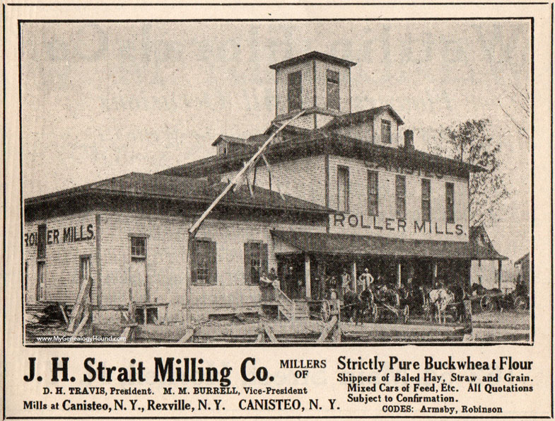 Canisteo, New York, J. H Strait Milling Co. Roller Mills, ad image, photo Canisteo, New York, J. H Strait Milling Co. Roller Mills, ad image, photo