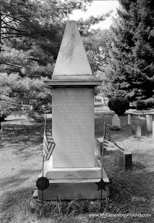 Radnor, Pennsylvania, General "Mad" Anthony Wayne, tombstone, grave, vintage photograph