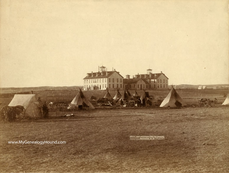 Pine Ridge, South Dakota, U. S. School for Indians, 1891, historic photo