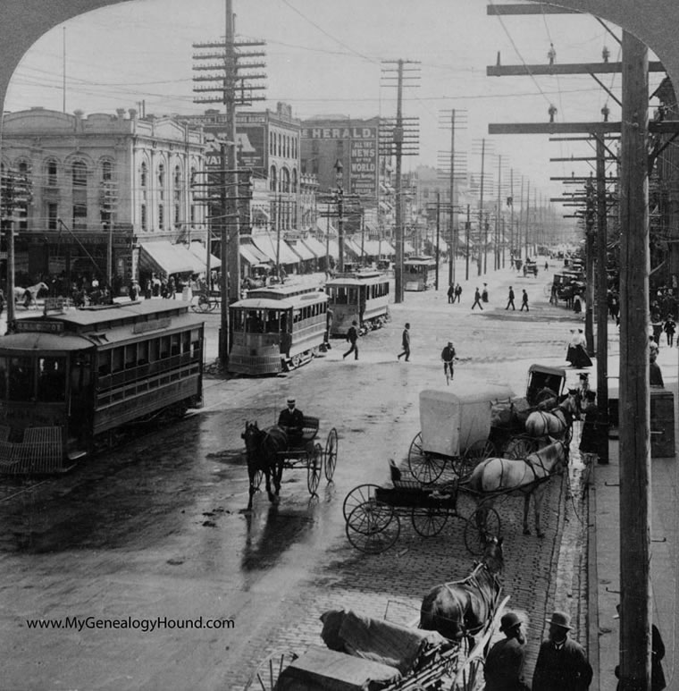 Salt Lake City, Utah, Looking Southeast along Main Street, 1904, historic photo