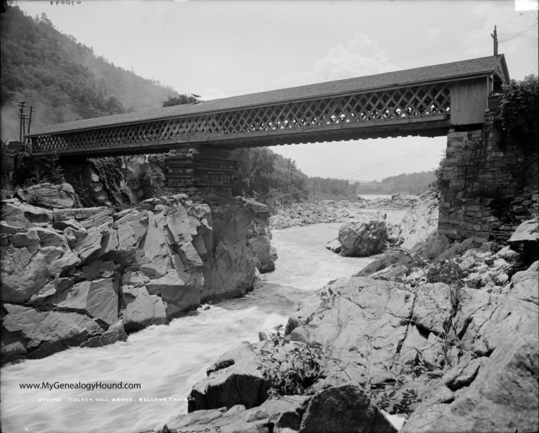 Bellows Falls, Vermont, Tucker Toll Bridge, Covered Bridge, historic photo