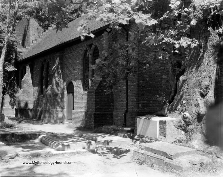 new Jamestown church building built in 1906, side view new Jamestown church building built in 1906, side view