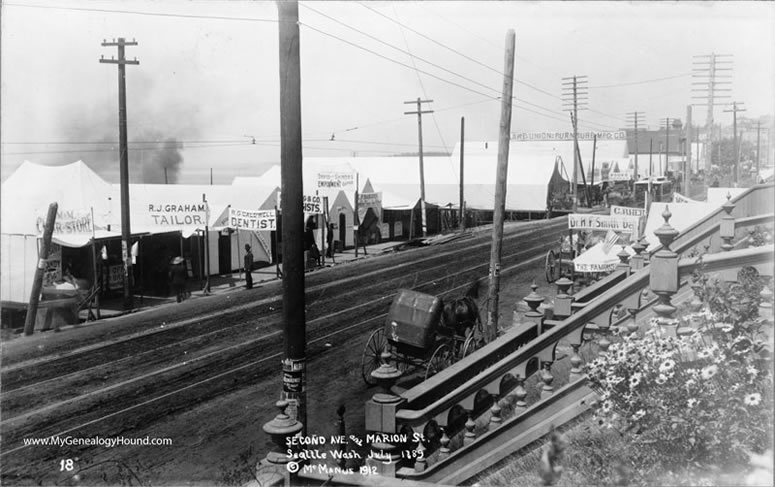 Seattle, Washington, Second Avenue and Marion Street, historic photo