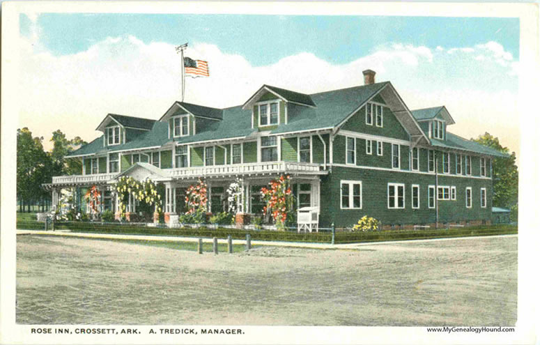 Crossett, Arkansas, Rose Inn, vintage postcard, historic photo