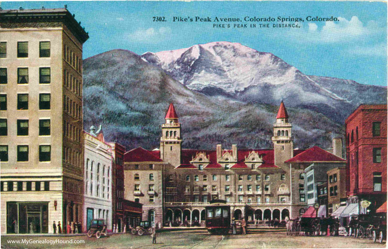 Colorado Springs, Colorado, Antlers Hotel, Pike's Peak Avenue, 1908, historic photo