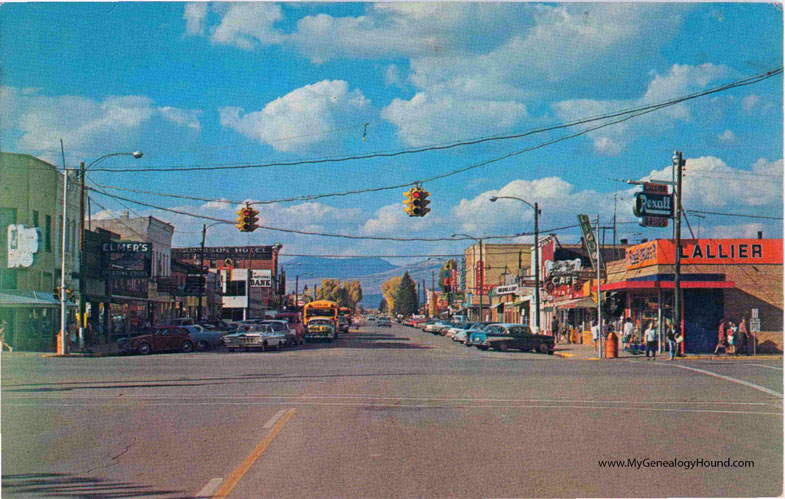 Gunnison, Colorado, Business Street Section, vintage postcard, photo