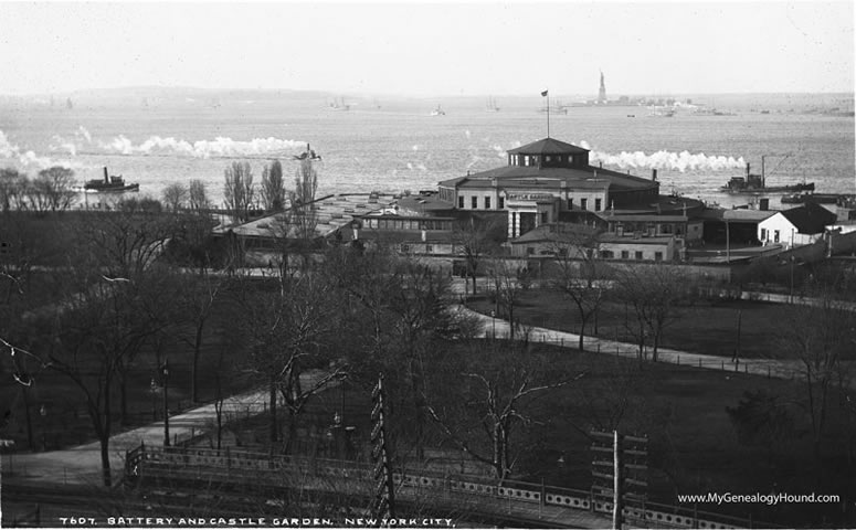 New York Battery Park and Castle Garden, Statue of Liberty, historic photograph