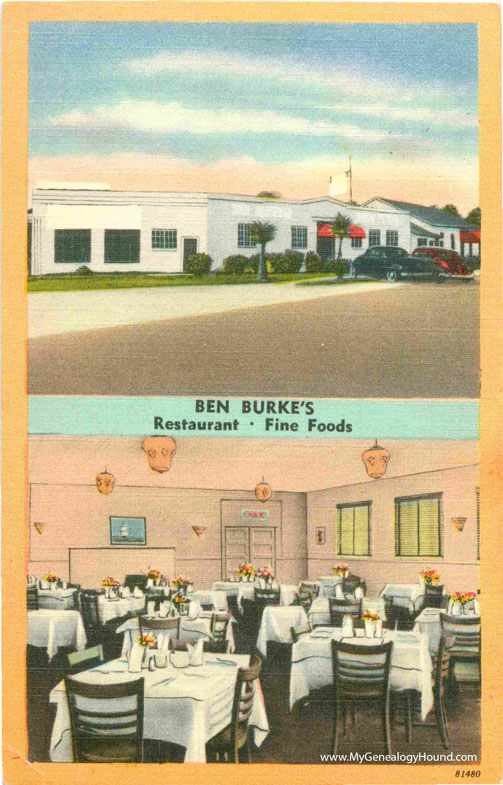 Brunswick, Georgia, Ben Burke's Restaurant, vintage postcard photo