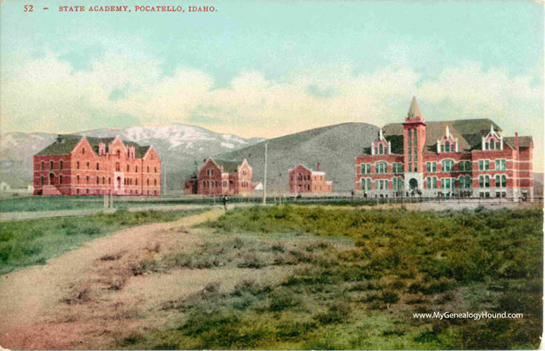 Pocatello, Idaho, State Academy, vintage postcard, historic photo